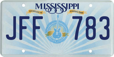 MS license plate JFF783