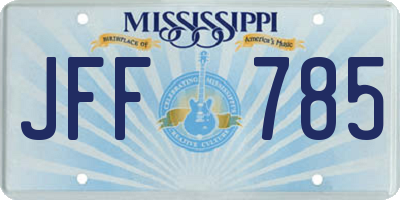 MS license plate JFF785