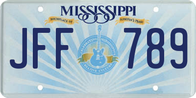 MS license plate JFF789