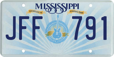 MS license plate JFF791