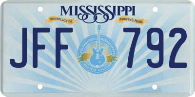 MS license plate JFF792
