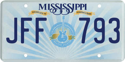 MS license plate JFF793