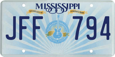 MS license plate JFF794