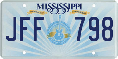 MS license plate JFF798