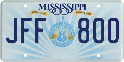MS license plate JFF800