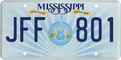 MS license plate JFF801