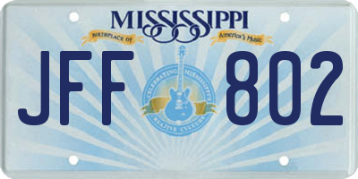 MS license plate JFF802