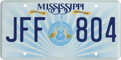 MS license plate JFF804