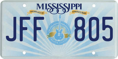 MS license plate JFF805