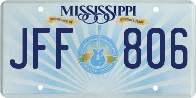 MS license plate JFF806