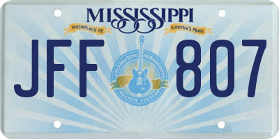 MS license plate JFF807