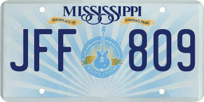 MS license plate JFF809