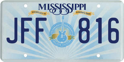 MS license plate JFF816