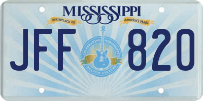 MS license plate JFF820