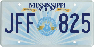 MS license plate JFF825