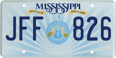 MS license plate JFF826