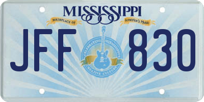 MS license plate JFF830