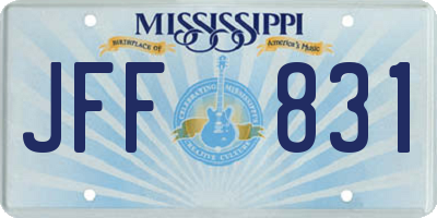 MS license plate JFF831