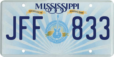 MS license plate JFF833