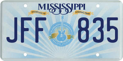 MS license plate JFF835