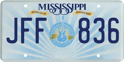 MS license plate JFF836