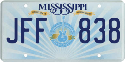 MS license plate JFF838
