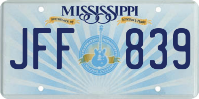 MS license plate JFF839