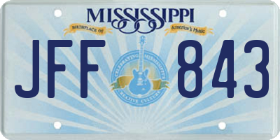 MS license plate JFF843