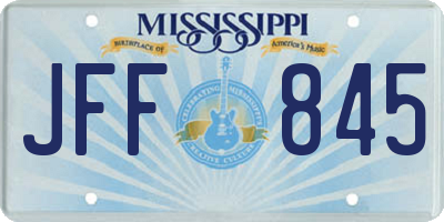 MS license plate JFF845