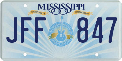MS license plate JFF847