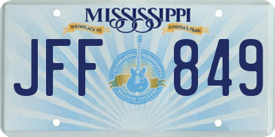 MS license plate JFF849