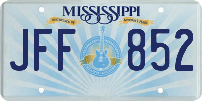 MS license plate JFF852