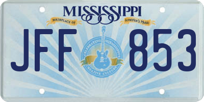 MS license plate JFF853