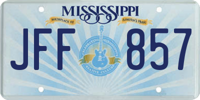 MS license plate JFF857