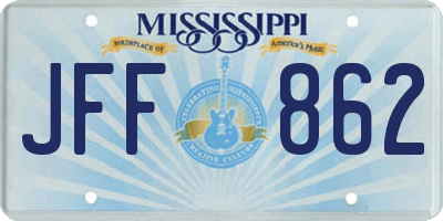 MS license plate JFF862