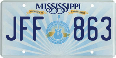 MS license plate JFF863