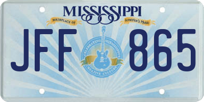 MS license plate JFF865