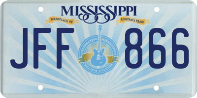 MS license plate JFF866