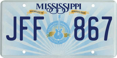 MS license plate JFF867