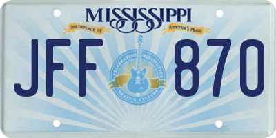 MS license plate JFF870