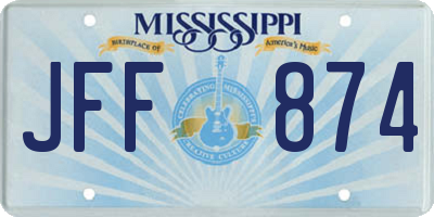 MS license plate JFF874