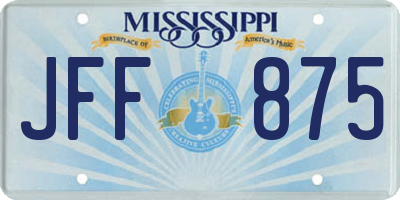 MS license plate JFF875