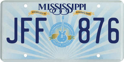 MS license plate JFF876