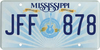 MS license plate JFF878