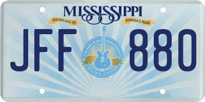 MS license plate JFF880