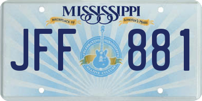 MS license plate JFF881