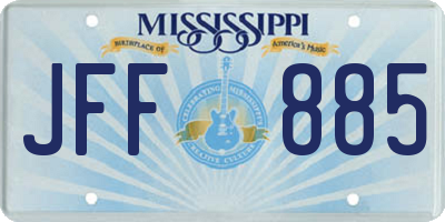 MS license plate JFF885