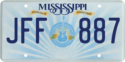 MS license plate JFF887