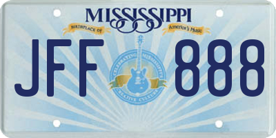 MS license plate JFF888