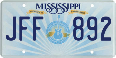 MS license plate JFF892